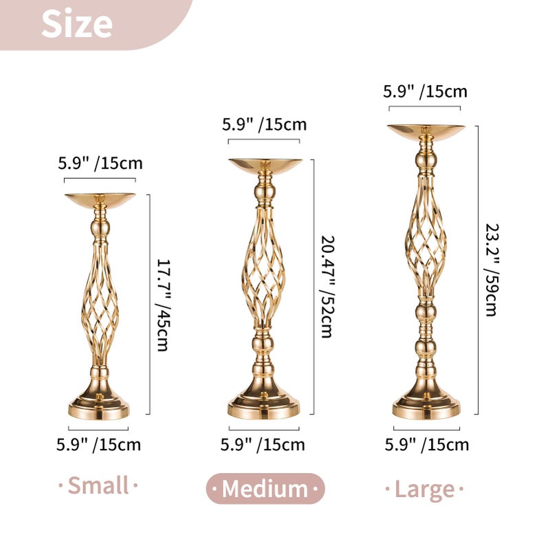 NUPTIO 2 Pcs Versatile Metal Flower Arrangement & Candle Holder Stand Set for Wedding Party Dinner Centerpiece Event Restaurant Hotel Decoration (Gold, 2 x M) - Image 5